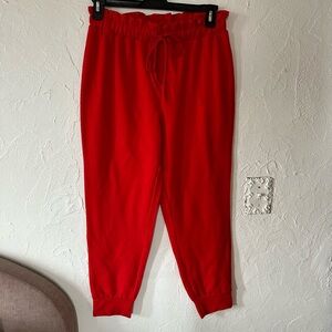 Steve Madden red paper bag waist joggers sz medium